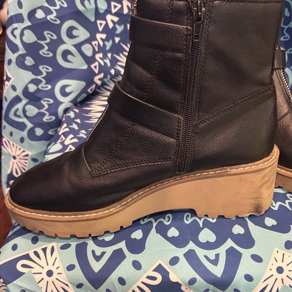 Trendy Black Ankle Booties with Buckle Detail - Picture 3 of 6